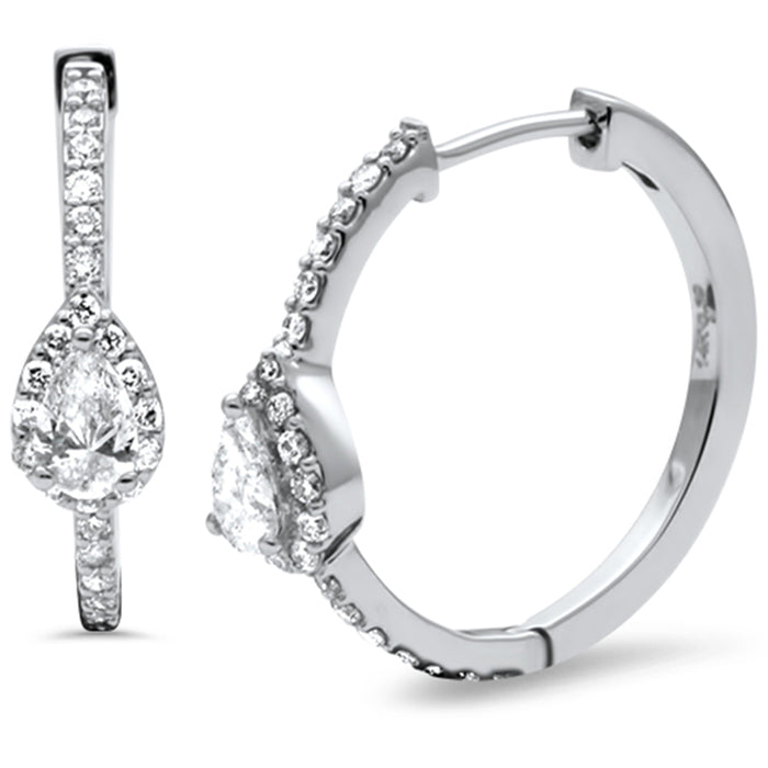 DIAMOND CLOSEOUT! .72ct G SI 14K White Gold Diamond Pear Shaped Click Post Earrings