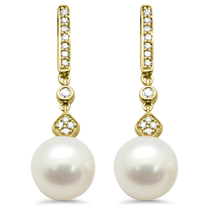 SPECIAL! .13ct G SI 14K Yellow Gold Diamond Pearl Drop Heart Earrings