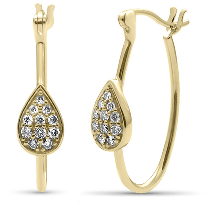 DIAMOND CLOSEOUT! .25ct G SI 14K Yellow Gold Diamond Pear Shaped Huggie Earrings