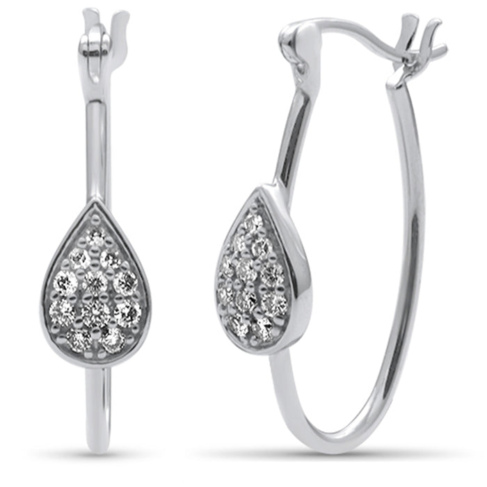 DIAMOND CLOSEOUT! .25ct G SI 14K White Gold Diamond Pear Shaped Huggie Earrings