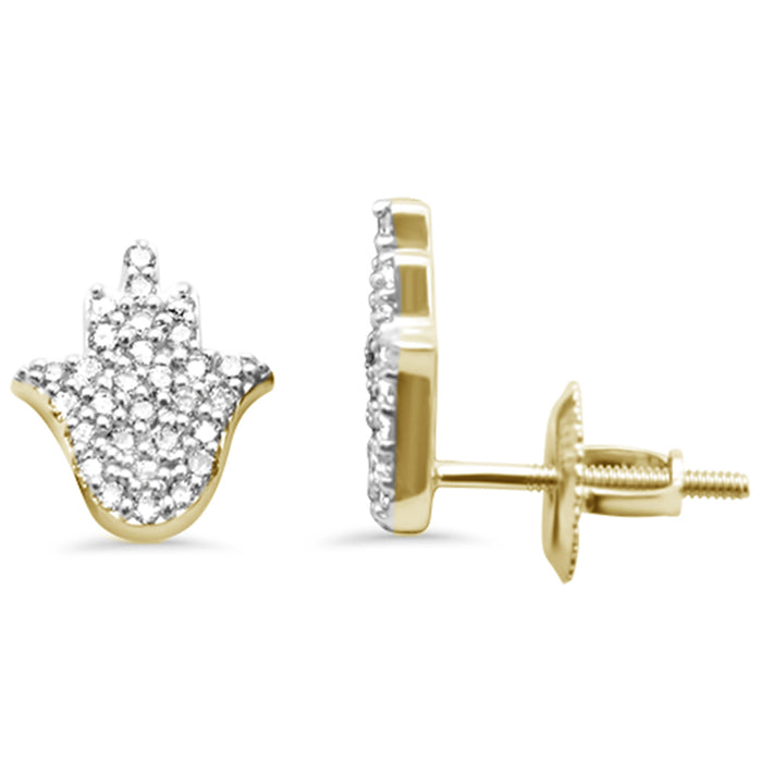 DIAMOND CLOSEOUT! .26ct G SI 14K Yellow Gold Diamond Hamsa Earrings