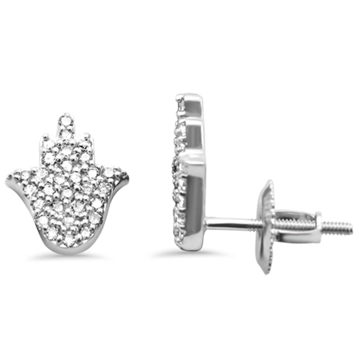 DIAMOND CLOSEOUT! .26ct G SI 14K White Gold Diamond Hamsa Earrings