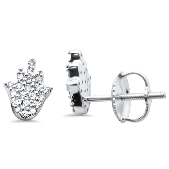 DIAMOND CLOSEOUT! .16ct G SI 14K White Gold Diamond Hamsa Earrings
