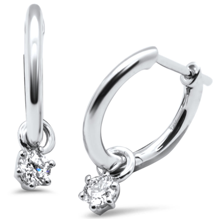 DIAMOND CLOSEOUT! .25ct G SI 14K White Gold Diamond Dangling Solitaire Hoop Earrings