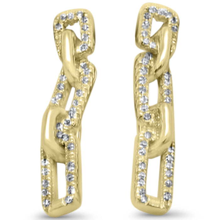 SPECIAL! .13ct G SI 14K Yellow Gold Diamond Square Link Dangling Earrings