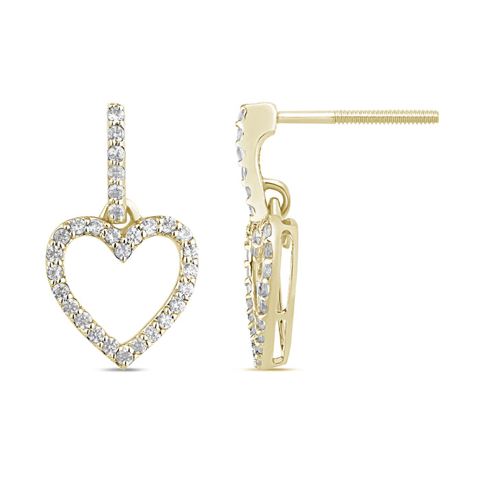 SPECIAL! .26ct G SI 14K Yellow Gold Diamond Dangling Heart Earrings