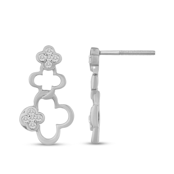 DIAMOND CLOSEOUT! .21ct G SI 14K White Gold Diamond Three Flower Earrings