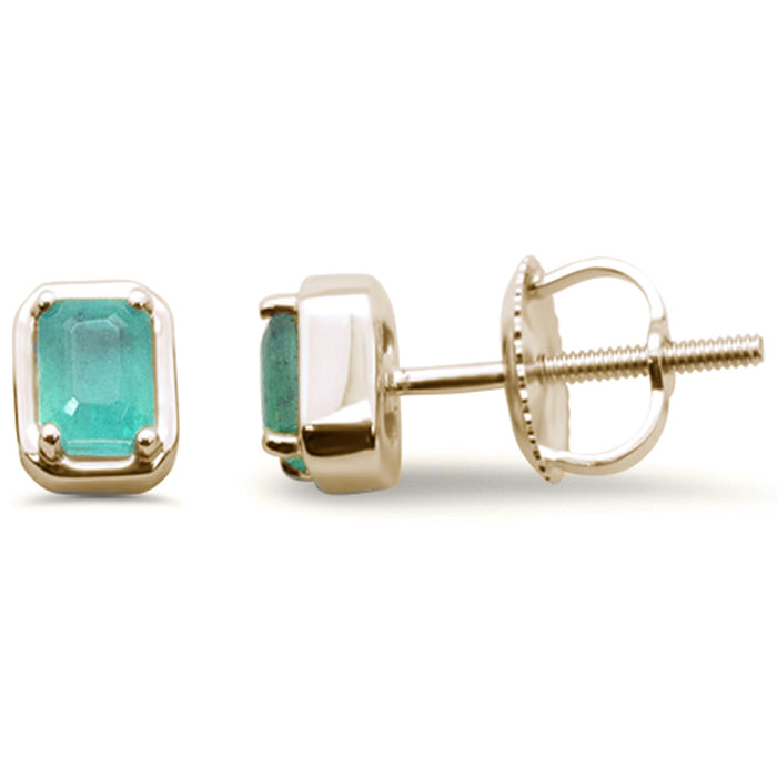 SPECIAL!.43ct G SI 14K Yellow Gold Emerald Gemstone Stud Earrings