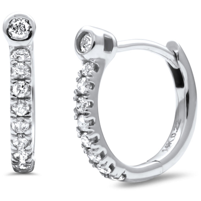 .22ct G SI 14K White Gold Diamond Bezel Hoop Earrings