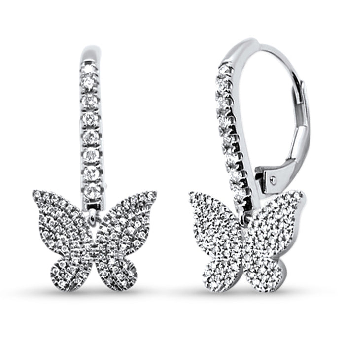 SPECIAL! .40ct G SI 14K White Gold Diamond Dangling Butterfly Hoop Earrings
