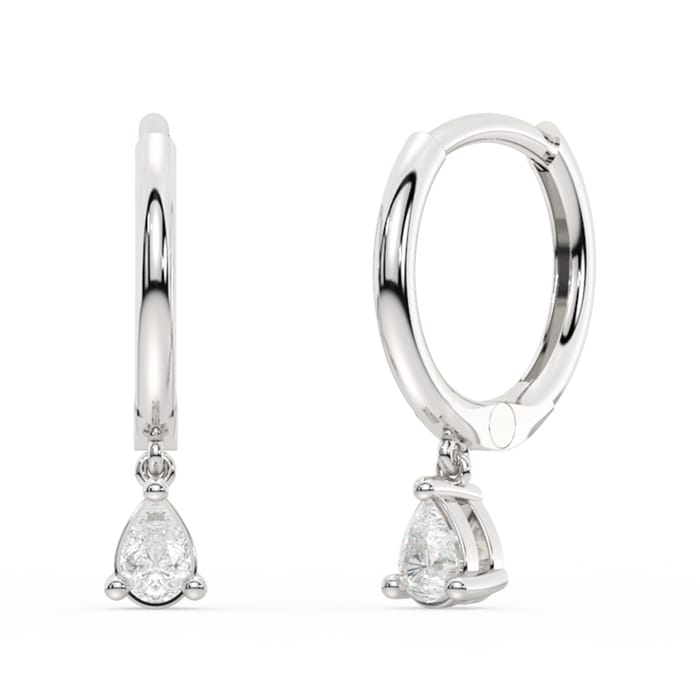 .12ct G SI 14K Yellow Gold Diamond Dangling Hoop Earrings