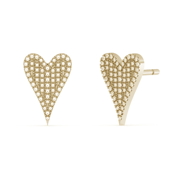 .20ct G SI 14K Yellow Gold Diamond Heart Shaped Earrings