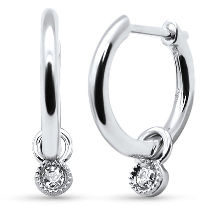 DIAMOND CLOSEOUT! .08ct G SI 14K White Gold Diamond Petite Hoop Earrings