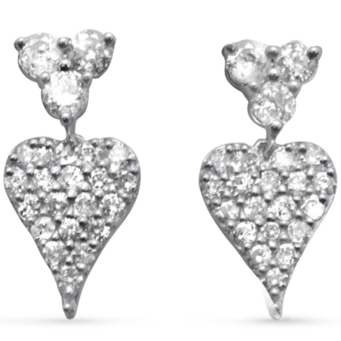 SPECIAL! .34ct G SI 14K White Gold Diamond Heart Dangling Earrings Push Back