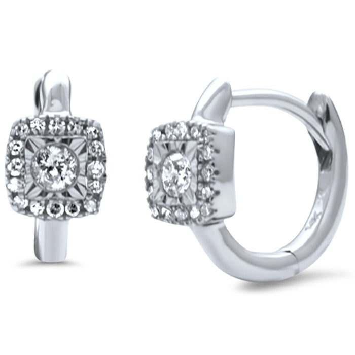 DIAMOND CLOSEOUT! .15ct G SI 14K White Gold Diamond Petite Hoop Earrings