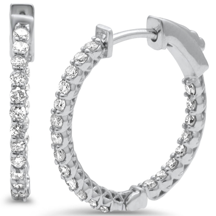 DIAMOND CLOSEOUT! 1.11ct G SI 14K White Gold Diamond Hoop Earrings