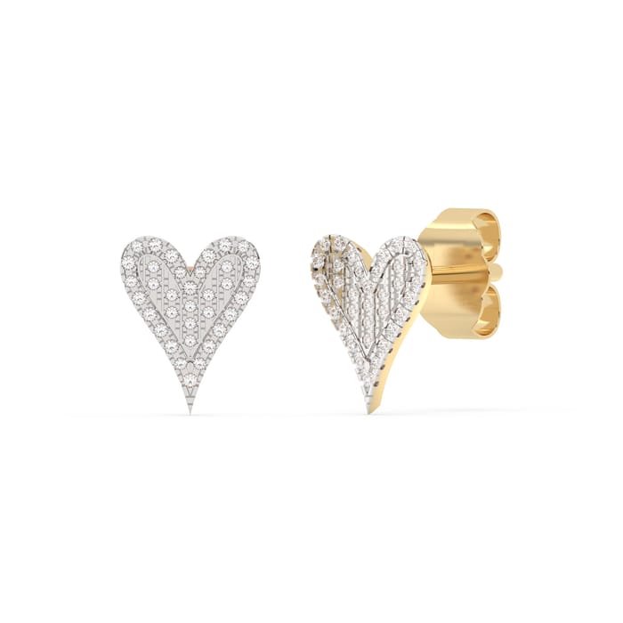 .12ct G SI 14K Yellow Gold Diamond Heart Earrings