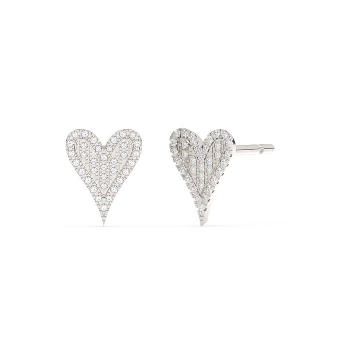 .12ct G SI 14K White Gold Diamond Heart Earrings