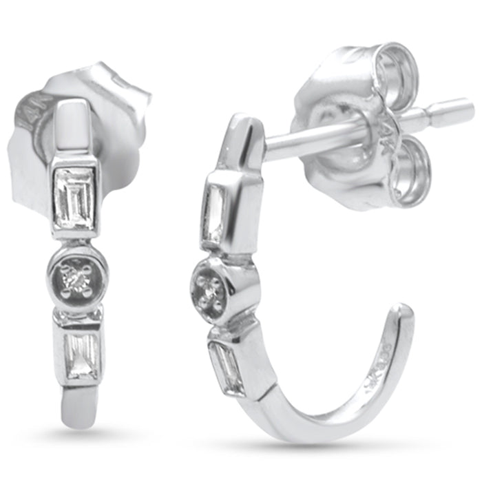 DIAMOND CLOSEOUT! .06ct G SI 14K White Gold Diamond Petite Hoop Earrings