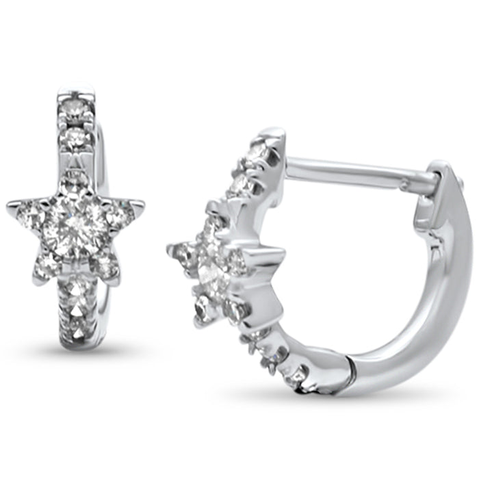 SPECIAL! .26ct G SI 14K White Gold Diamond Star Petite Hoop Earrings