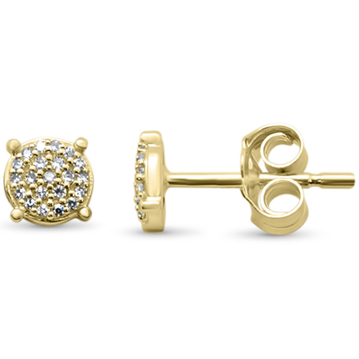 .08ct G SI 14K Yellow Gold Diamond Round Earrings Pushback