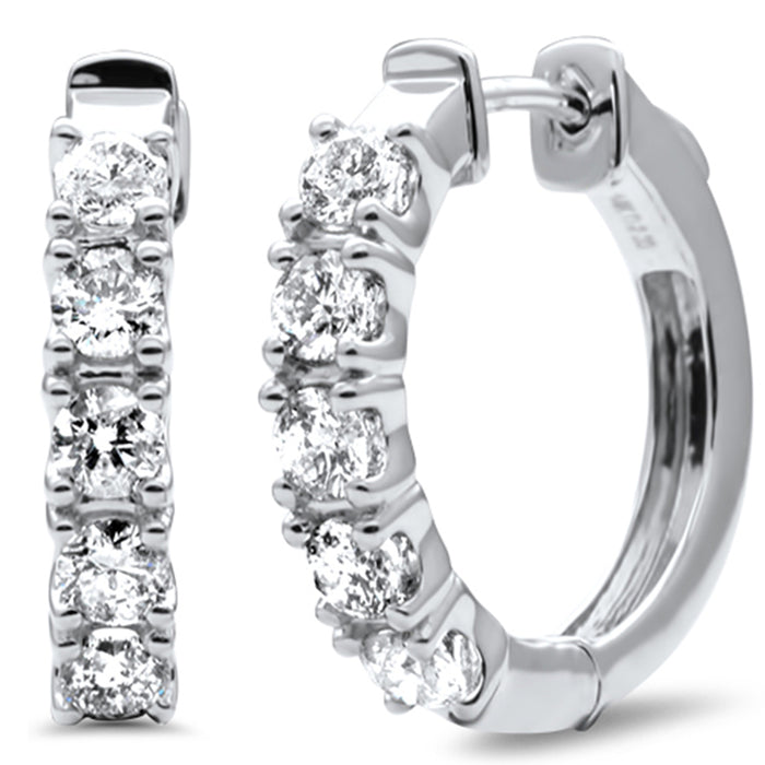 SPECIAL! 2.00ct G SI 14K White Gold Diamond Hoop Huggie Style Earrings