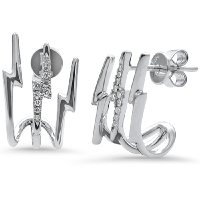 SPECIAL! .09ct G SI 14k White Gold Diamond Triple Hoop Earrings Push Backings