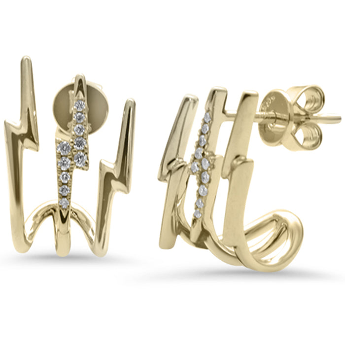 SPECIAL! .09ct G SI 14K Yellow Gold Diamond Triple Hoop Earrings Push Backings
