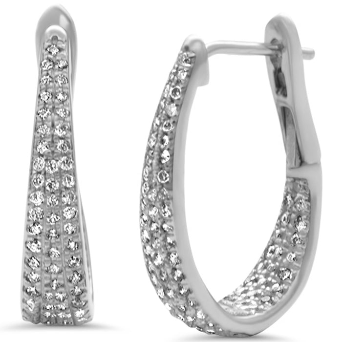 DIAMOND CLOSEOUT! .51ct G SI 14K White Gold Diamond Hoop Earrings