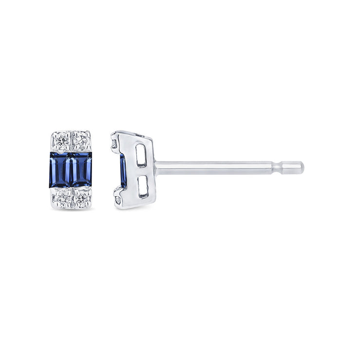 .17ct G SI 14K White Gold Diamond & Blue Sapphire Gemstones Earrings