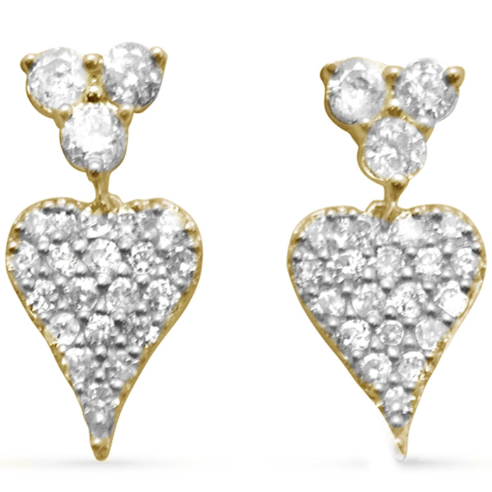 DIAMOND CLOSEOUT! .35ct G SI 14K Yellow Gold Diamond Heart Dangling Earrings