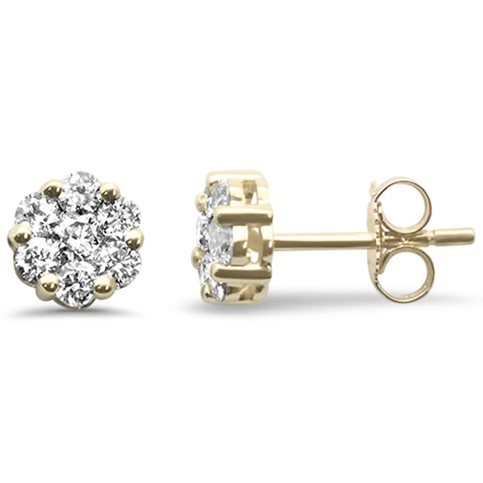 SPECIAL!.63ct G SI 14K Yellow Gold Diamond Flower Stud Earrings