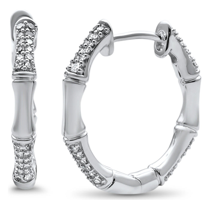 DIAMOND CLOSEOUT! .36ct G SI 14K White Gold Diamond Bamboo Style Hoop Earrings