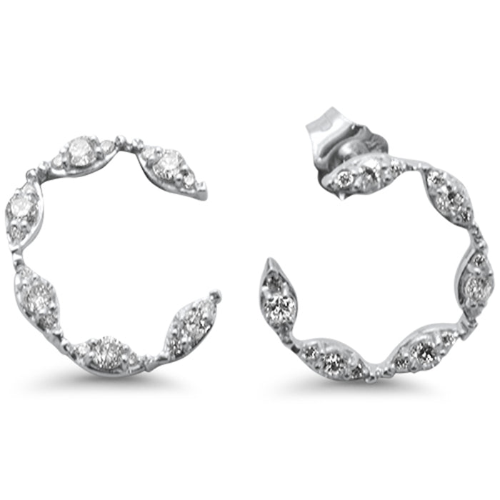 SPECIAL!.51ct G SI 14K White Gold Diamond Crescent Style Earrings Push Backings