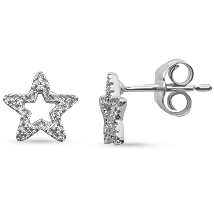 .10ct G SI 14K White Gold Diamond Star Shape Earrings