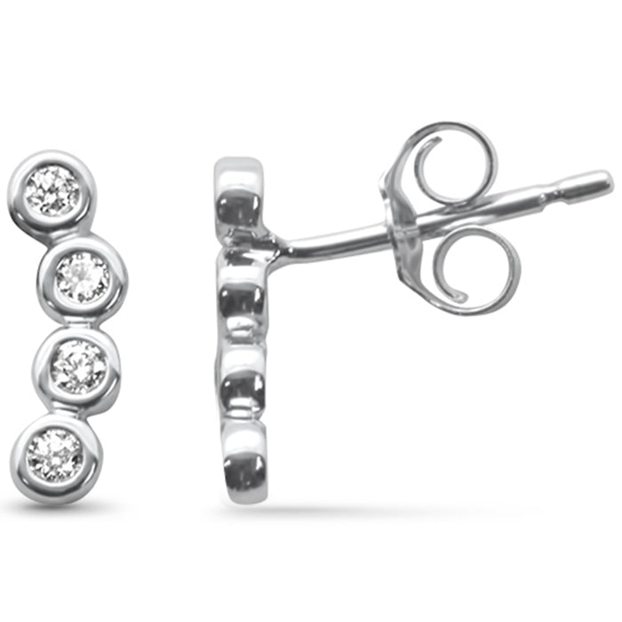 .18ct G SI 14K White Gold Diamond Bezel Set Earrings
