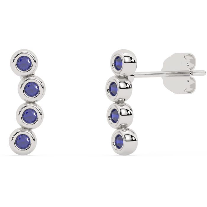 .18ct G SI 14K White Gold Blue Sapphire Gemstone Earrings