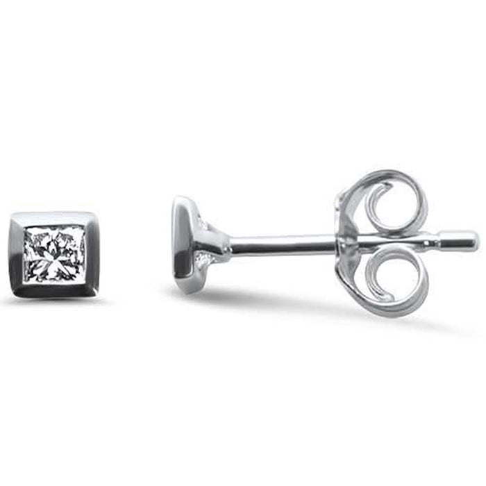 SPECIAL!.23ct G SI 14K White Gold Diamond Princess Cut Stud Earrings