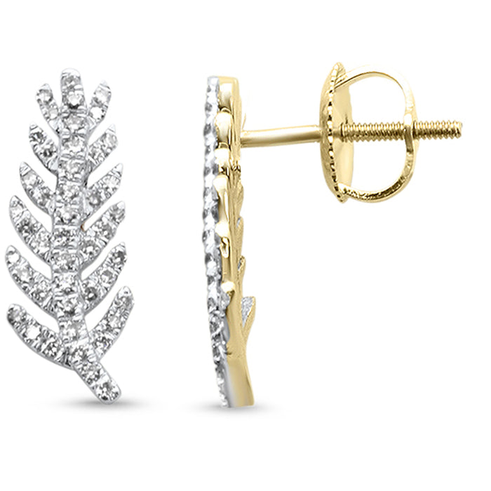 SPECIAL! .30ct G SI 14K Yellow Gold Diamond Leaf Style Earrings Screw Backings