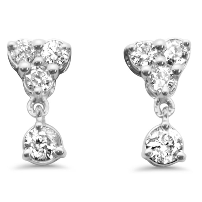 .14ct G SI 14K White Gold Diamond Petite Dangling Earrings