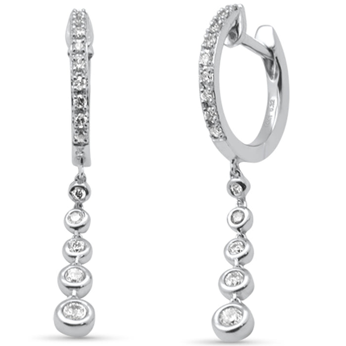 SPECIAL! .32ct G SI 14K White Gold Diamond Dangling Hoop Earrings