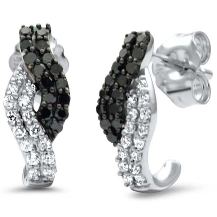 .35ct G SI 14K White Gold Black & White Diamond Infinity Earrings