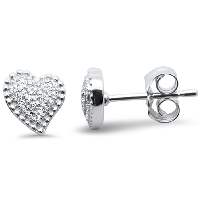 .08ct G SI 14K White Gold Diamond Heart Shape Earrings
