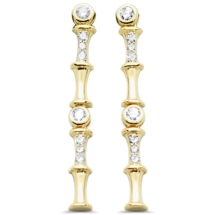 SPECIAL! .22ct G SI 14K Yellow Gold Diamond Bamboo Design Drop Earrings
