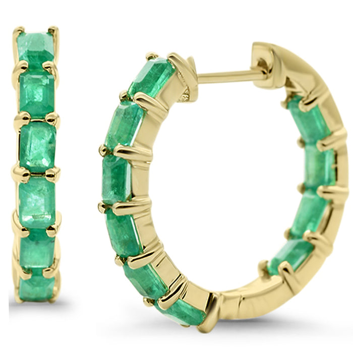 SPECIAL! 2.43ct G SI 14K Yellow Gold Emerald Gemstone Hoop Earrings