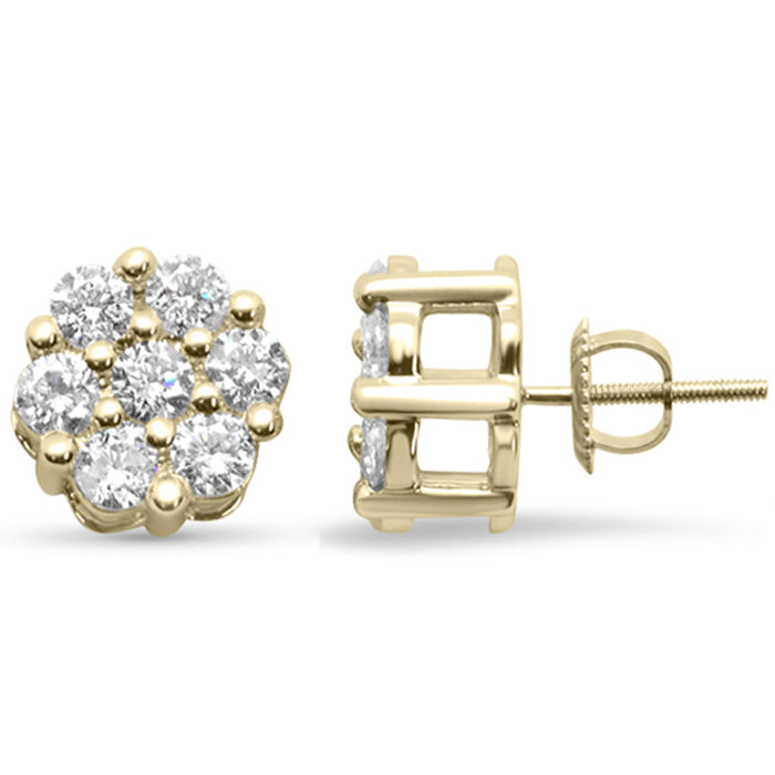 SPECIAL! 1.54ct G SI 14K Yellow Gold Diamond Flower Screw Back Earrings