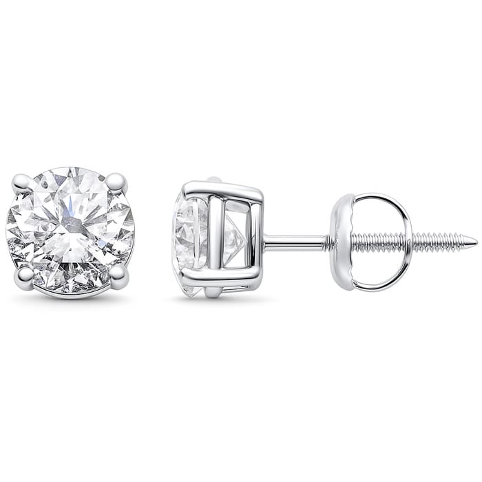 SPECIAL! 2.15ct G SI 14K White Gold Round Diamond Solitaire Stud Earrings