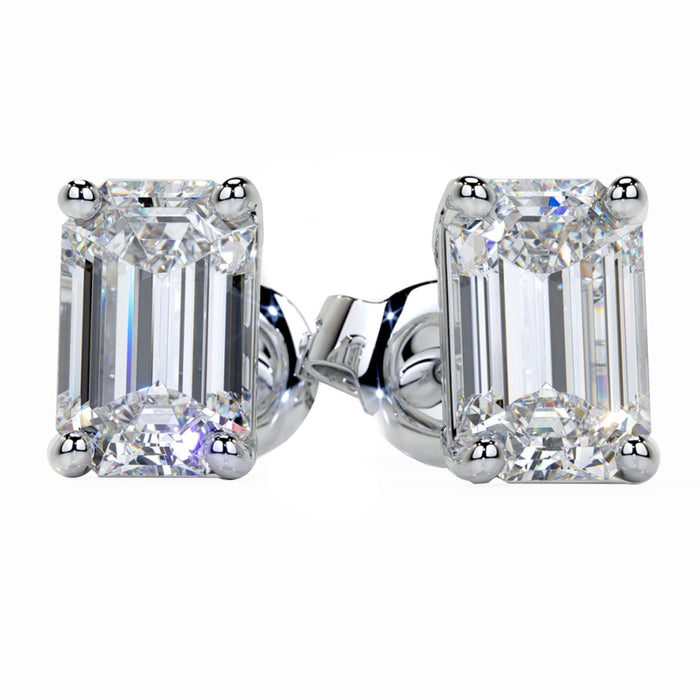 SPECIAL! .40ct G SI 14K White Gold Diamond Emerald Cut Solitaire Stud Earrings