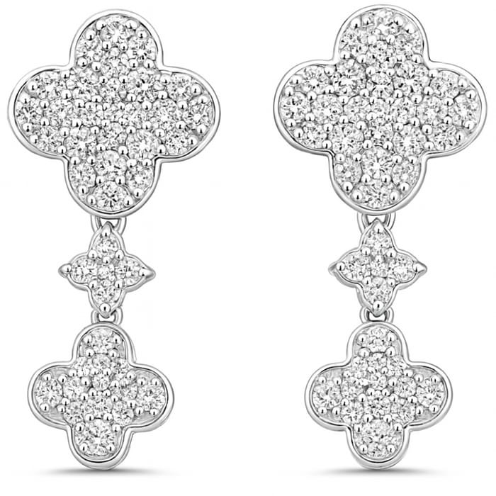 SPECIAL!.51ct G SI 14K White Gold Diamond Clover Drop Earrings