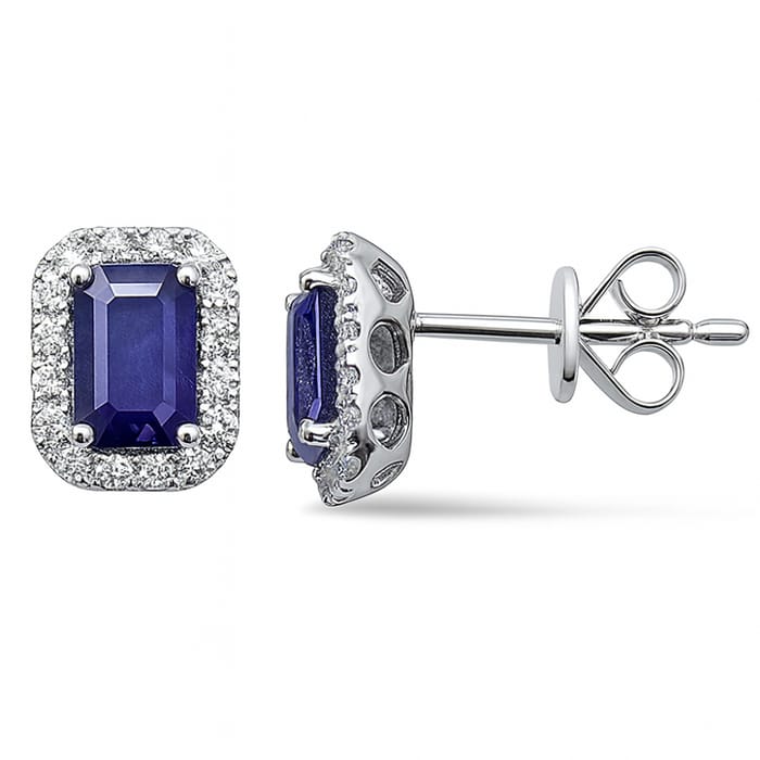 SPECIAL! 1.69ct G SI 14K White Gold Diamond & Blue Sapphire Gemstone Earrings